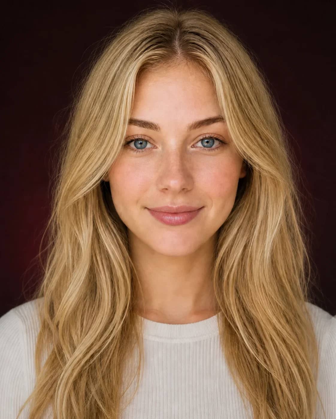 Same portrait after a warm luminous virtual foundation try-on