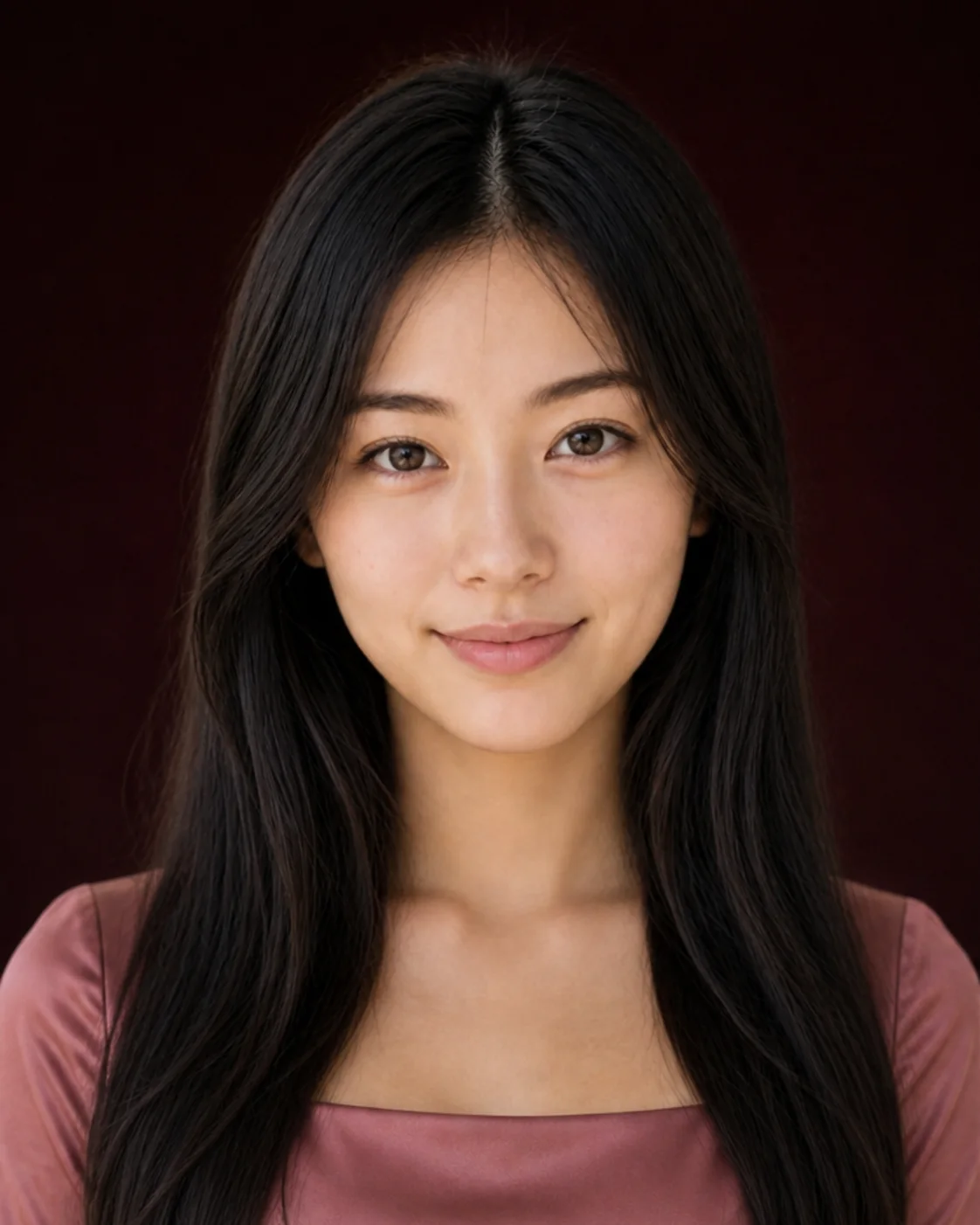 Fair-skinned brunette woman before a classic red lip preview
